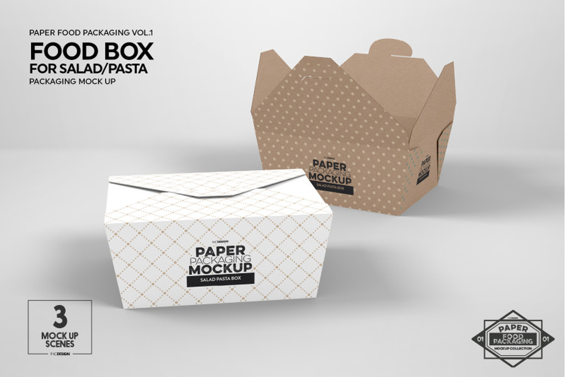 Download Salad/Pasta Box Packaging Mock Up By INC Design Studio | TheHungryJPEG.com