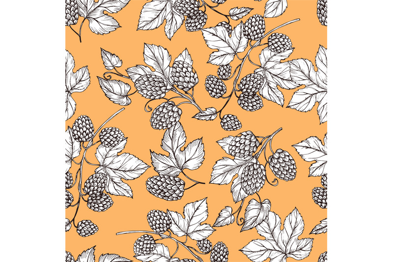 hand-drawn-hop-and-foliage-seamless-pattern