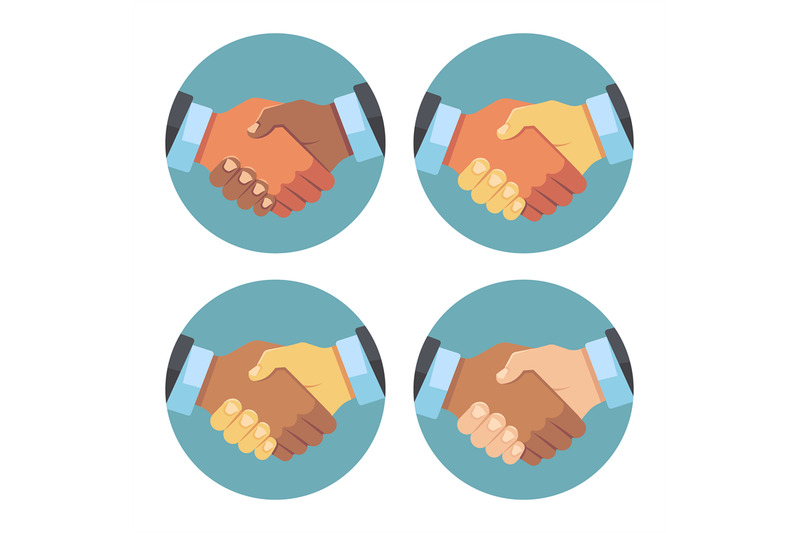 international-business-partnership-handshake-vector-icons-set