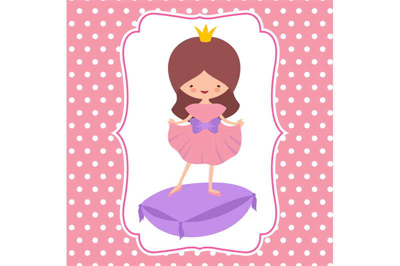 little-cartoon-character-sweet-princess-vector-card-template
