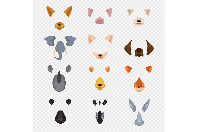 video-mobile-chat-animal-faces-cartoon-animals-masks-isolated-on-tran