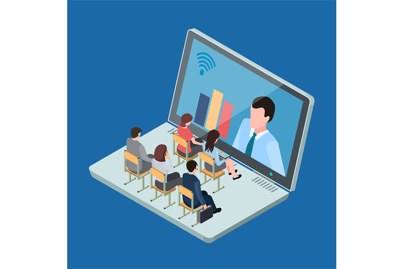 online-education-or-business-training-isometric-vector-concept