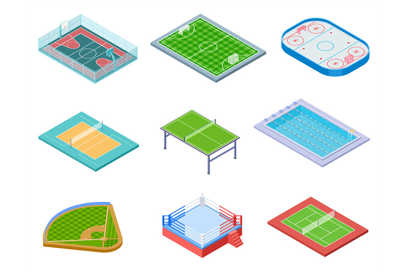 sport-fields-isometric-sports-playgrounds-handball-soccer-water-area
