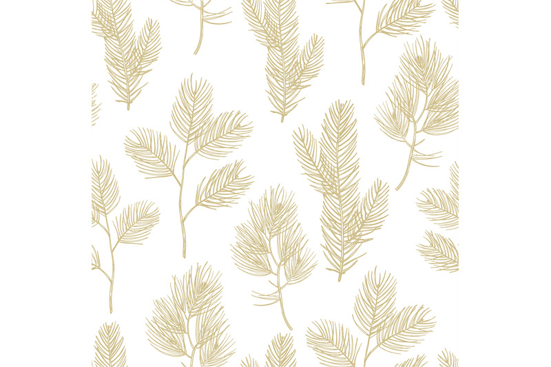 hand-drawn-golden-fir-branches-seamless-pattern-background