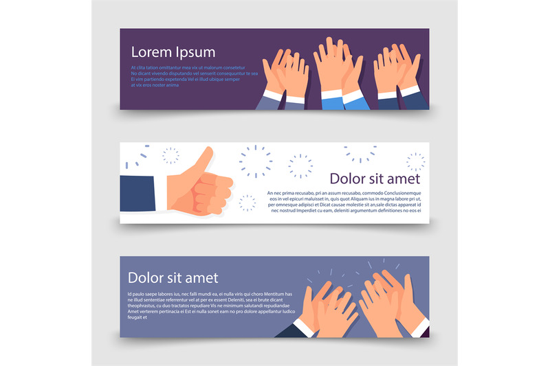 applause-flat-banners-template-with-clapping-hands