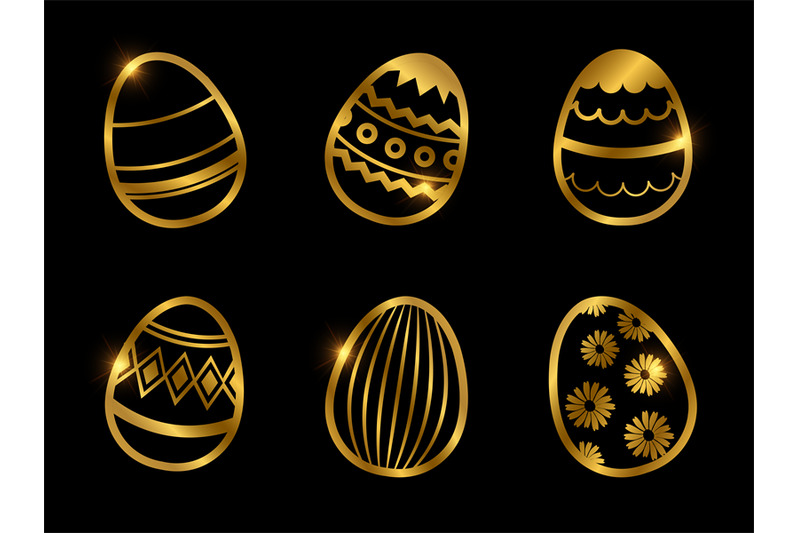 golden-decorative-eggs-icons-isolated-on-black-background