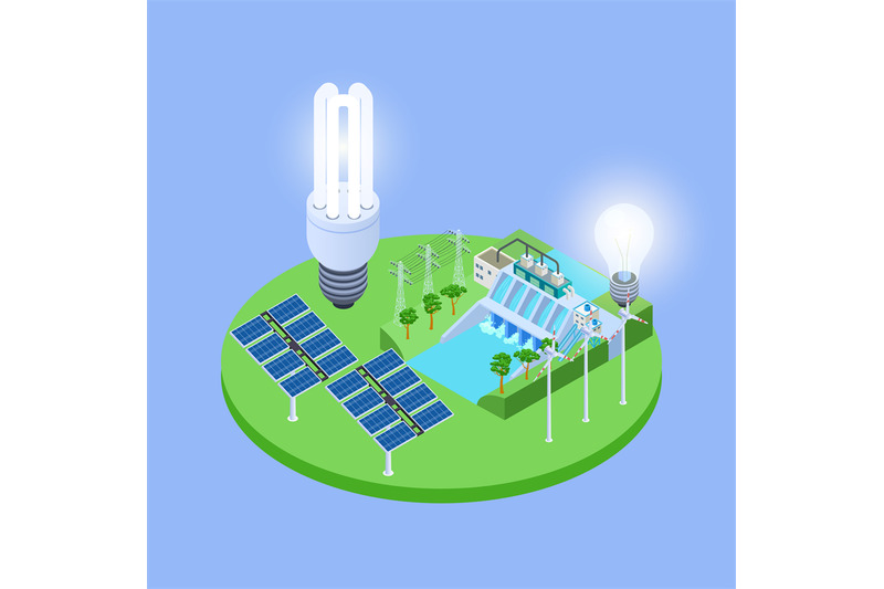 ecological-energy-isometric-vector-with-solar-panels