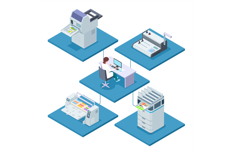 printing-house-with-woman-opertator-isometric-vector-concept