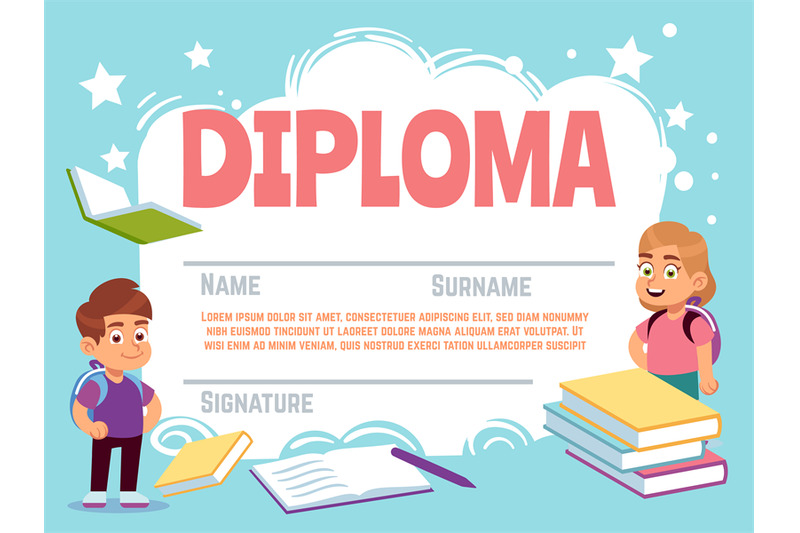 kids-diploma-fun-children-celebrating-certificate-with-characters-for
