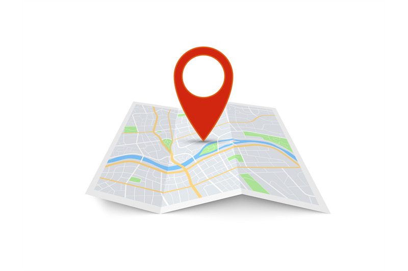 map-with-pin-red-direction-pointer-on-folded-city-map-gps-navigation