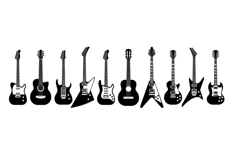 black-and-white-guitars-acoustic-and-electric-guitar-outline-musical