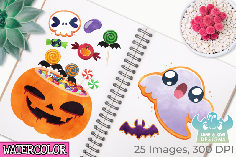 halloween-candy-watercolor-clipart-instant-download