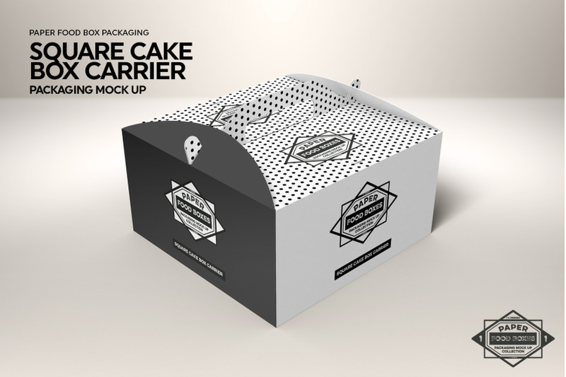 Download Square Cake Box Carrier Packaging MockUp By INC Design Studio | TheHungryJPEG.com