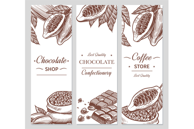 cocoa-and-chocolate-banners-sketch-cacao-and-coffee-seeds-chocolate