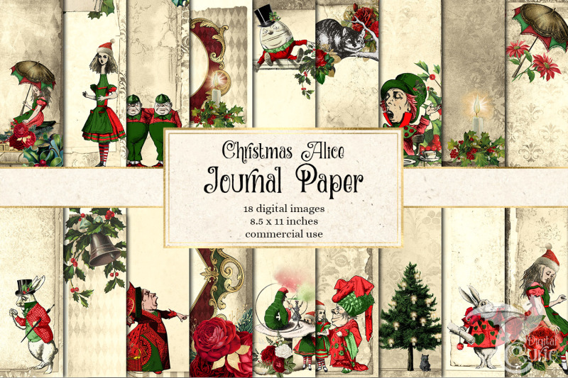 christmas-alice-in-wonderland-journal-paper