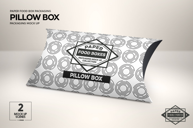 Pillow Box Packaging MockUp By INC Design Studio | TheHungryJPEG.com