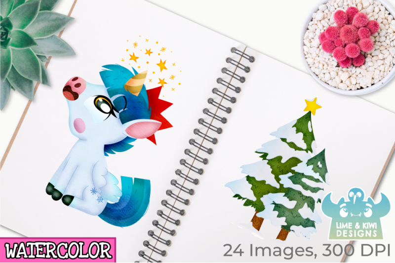 christmas-unicorns-3-watercolor-clipart-instant-download-vector-art