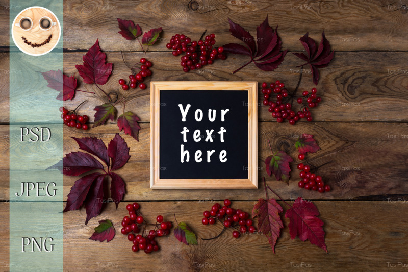 rustic-square-frame-mockup-with-viburnum-berries