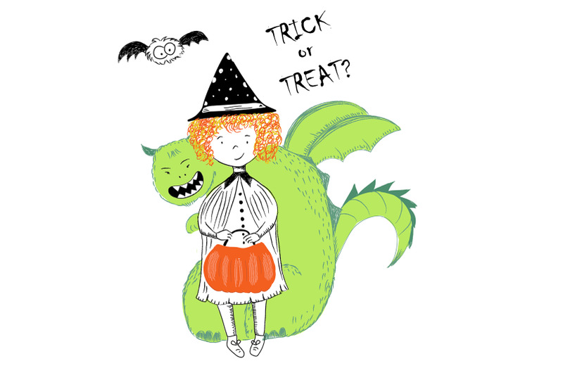 girl-witch-with-pumpkin-and-monster