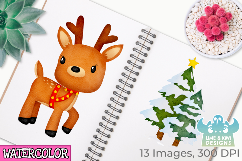 christmas-reindeer-watercolor-clipart-instant-download