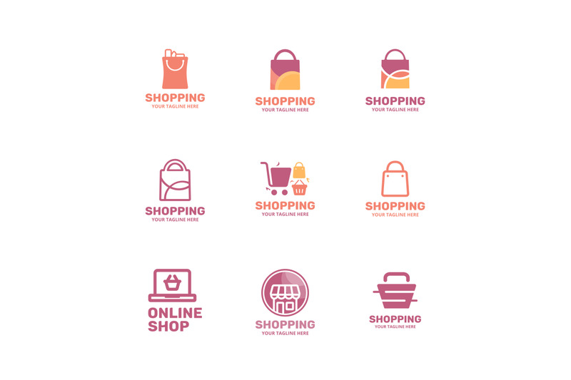 online-shop-store-shopping-logo-vector-bundle-collection