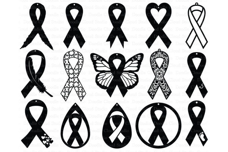 Cancer Earrings SVG, Awareness Ribbon Earrings SVG Files ...