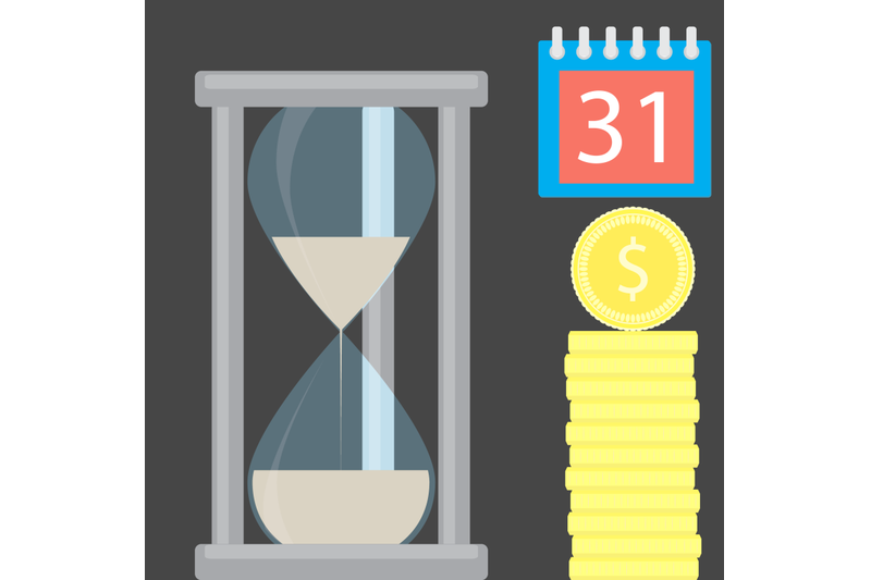money-is-time-hourglass-and-golden-coin-stock