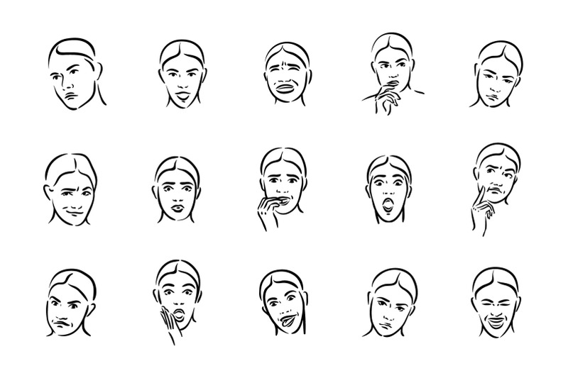woman-with-different-facial-express-icon-set