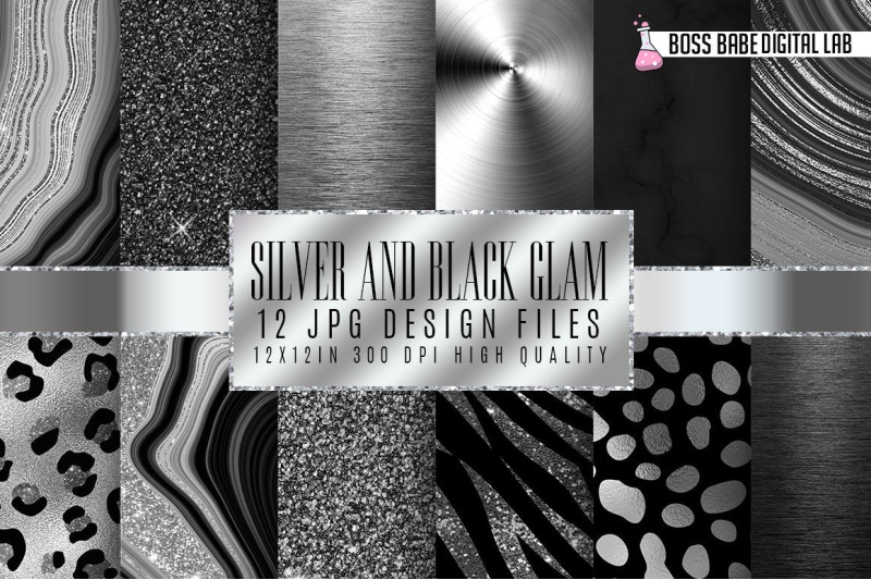 silver-and-black-glam-digital-papers