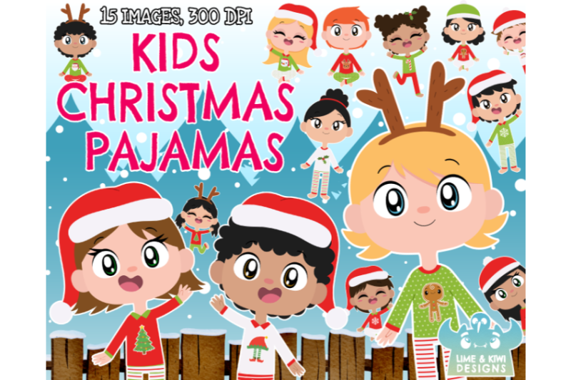 kids-christmas-pajamas-clipart-instant-download-vector-art