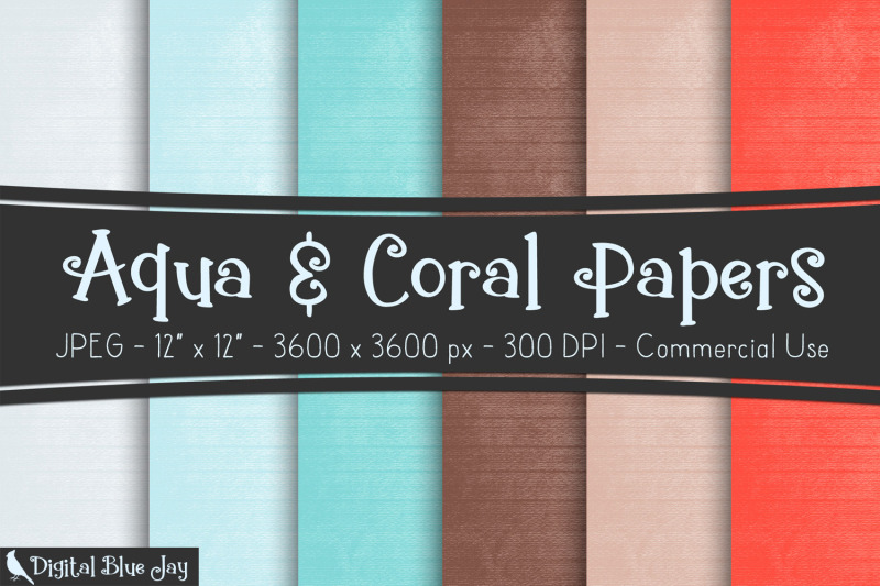 aqua-amp-coral-digital-papers