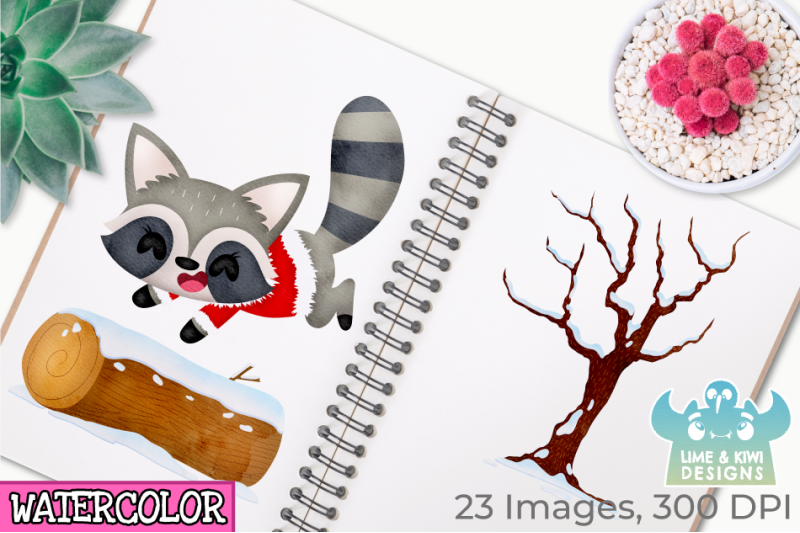 christmas-woodland-animals-watercolor-clipart