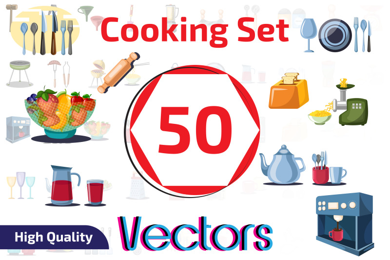 50x-kitchen-and-cooking-objects-vector-collection