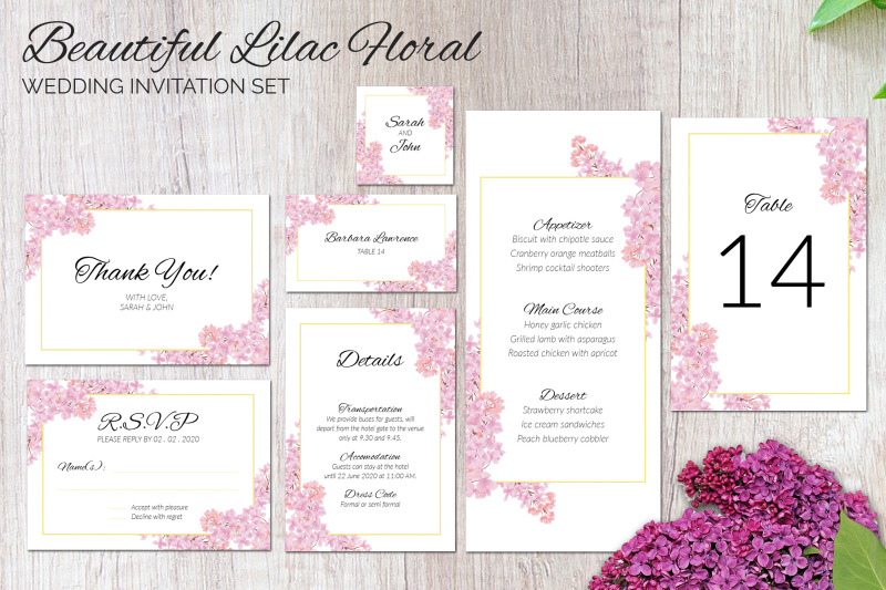beautiful-lilac-floral-wedding-invitation-set