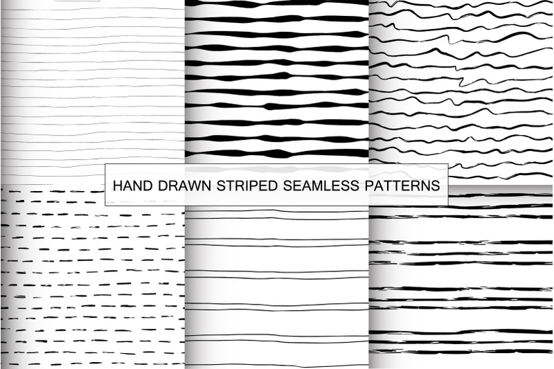 hand-drawn-black-and-white-striped-seamless-patterns