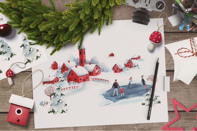 watercolor-winter-town-landscape-seamless-patterns-illustrations-png