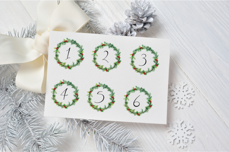 christmas-watercolor-wreaths-date-covers-numbers-covers