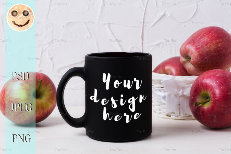 black-coffee-mug-mockup-with-apples-in-white-basket