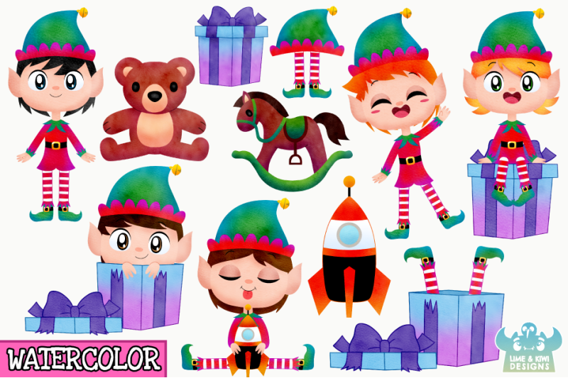 christmas-elves-boys-3-watercolor-clipart-instant-download