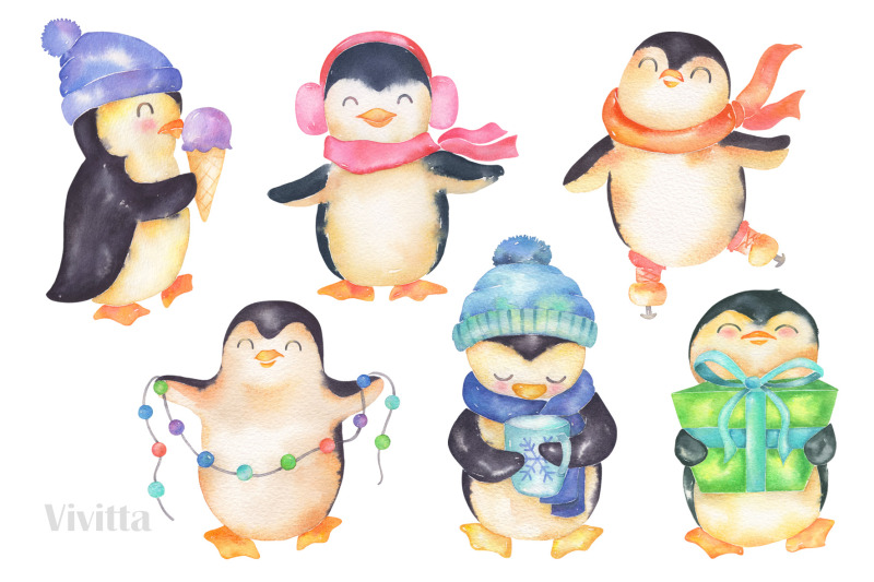 penguins-winter-family-watercolor-design-clip-art