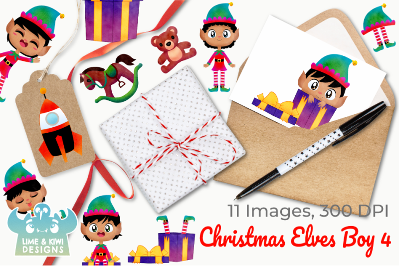 christmas-elves-boys-4-watercolor-clipart-instant-download