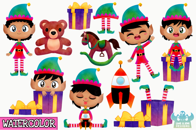 christmas-elves-boys-4-watercolor-clipart-instant-download