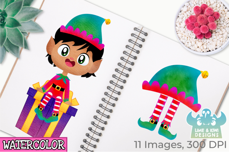 christmas-elves-boys-4-watercolor-clipart-instant-download