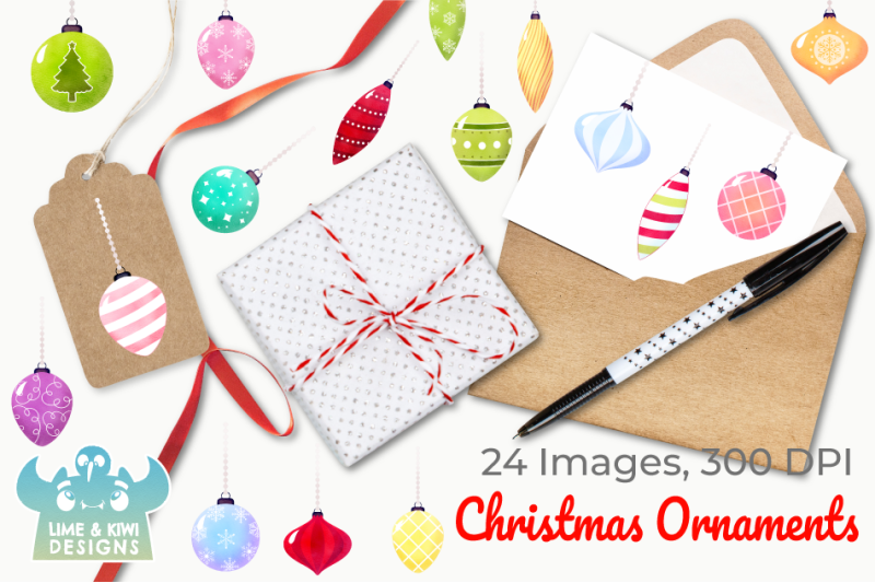 christmas-ornaments-watercolor-clipart-instant-download
