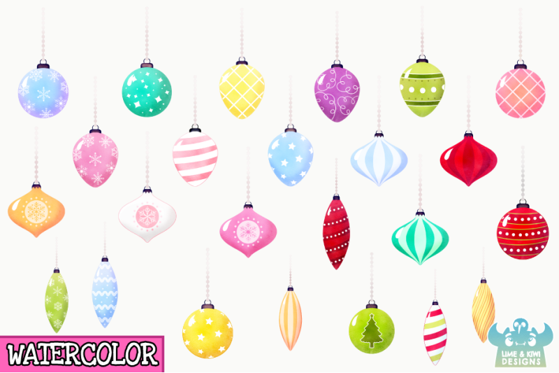 christmas-ornaments-watercolor-clipart-instant-download