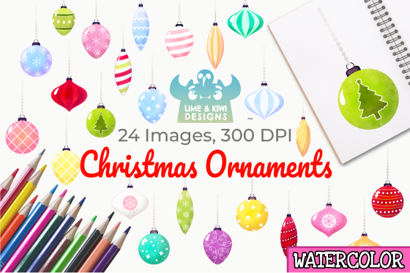 christmas-ornaments-watercolor-clipart-instant-download