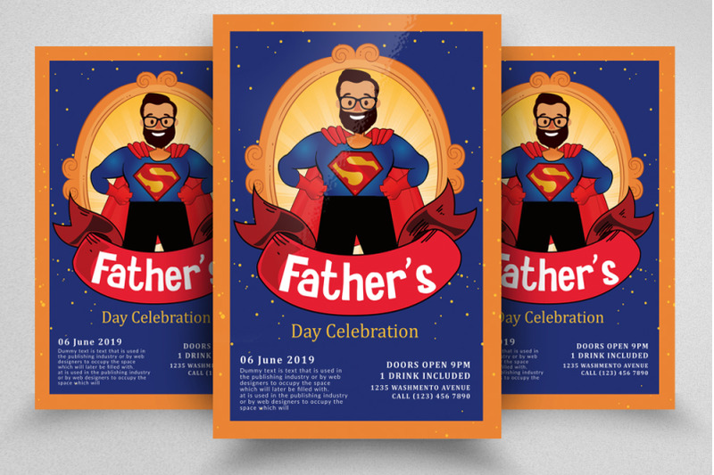 super-father-039-s-day-celebration-flyer-template