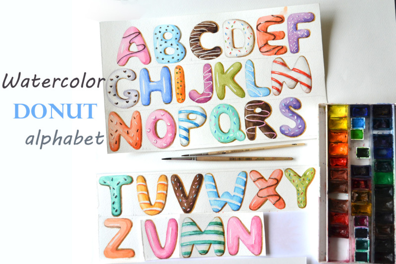 watercolor-donut-alphabet