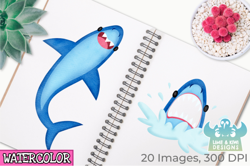 blue-sharks-watercolor-clipart-instant-download-vector-art