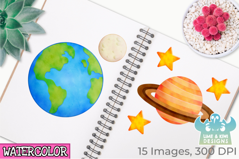 solar-system-planets-2-watercolor-clipart-instant-download